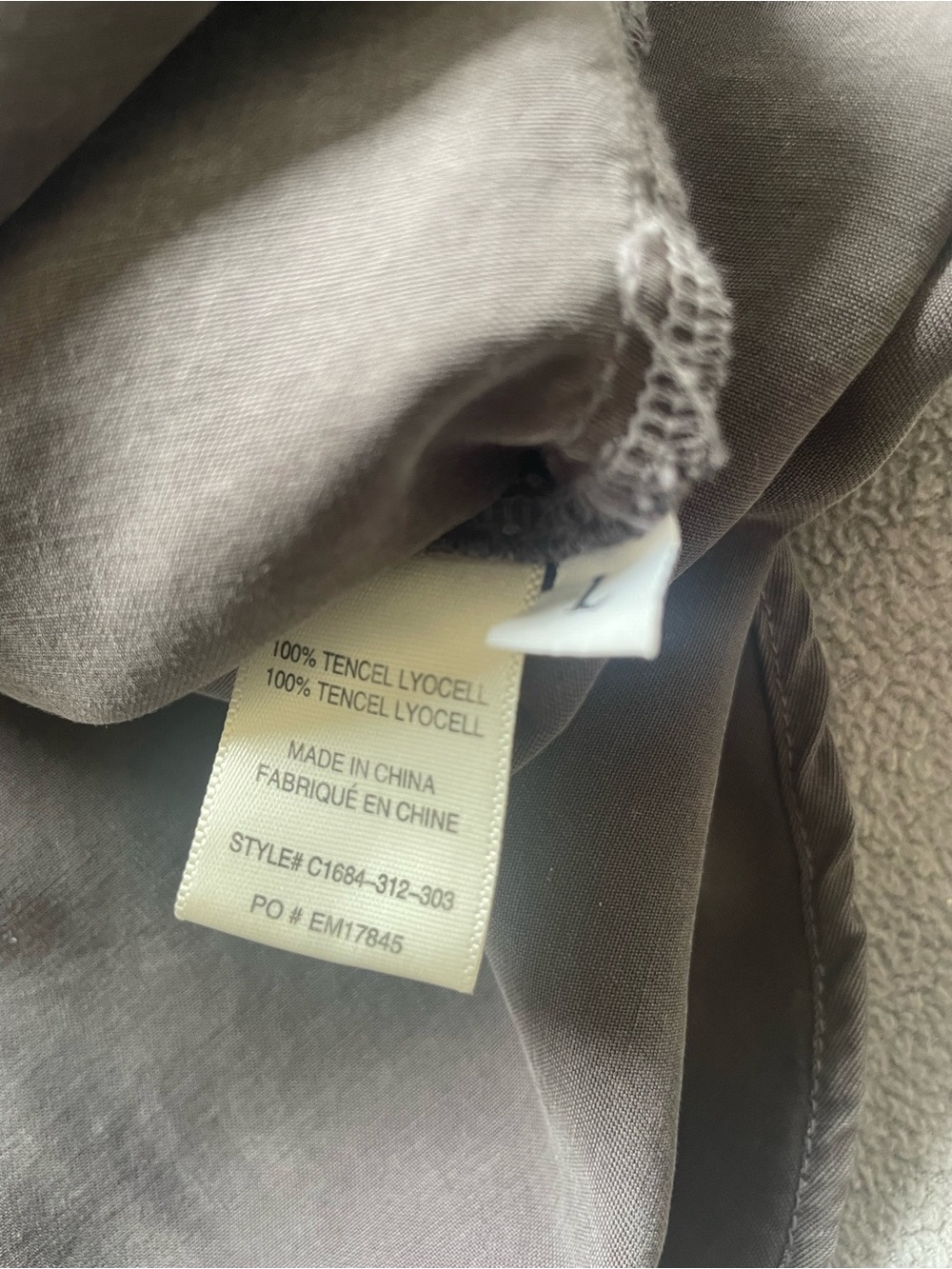 Cloth & Stone Brown Tencel Popover Blouse Long Sleeve Pocket Top Size Large - Picture 8 of 8